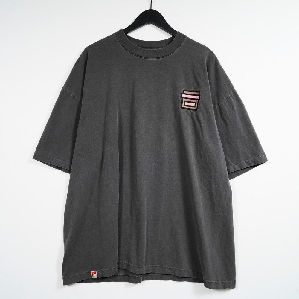 Box_Head Oversized Charcoal T-Shirt Heavyweight USA Made Embroidered Logo XL